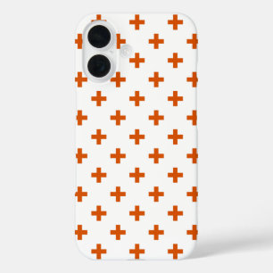 Coque Pour iPhone 16 Polka orange croise sur blanc