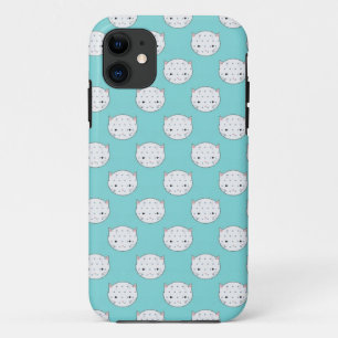 Coque Case-Mate Pour iPhone Polka point blanc Kitty visage sur Turquoise