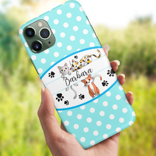 Case-Mate iPhone Case Polkadot bleu et blanc, chatons mignons personnali