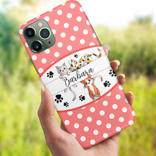 Case-Mate iPhone Case Polkadot rouge et blanc, chatons mignons personnal
