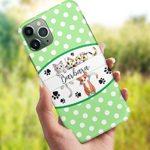 Case-Mate iPhone Case Polkadot vert et blanc, chatons mignons personnali