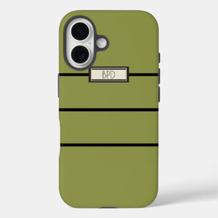 Coque Pour iPhone 16 Polyvalent Moderne Jaune Vert Monogrammé de Style