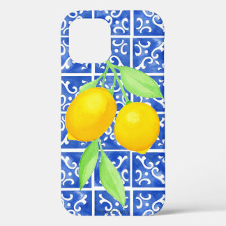 Case-Mate iPhone Case Pomme 12 Téléphone, Citrons d'été + Carrelage ital