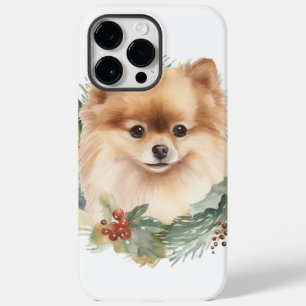 Coque Pour Pour iPhone 14 Pro Max Pompe Poméranienne de la couronne de Noël