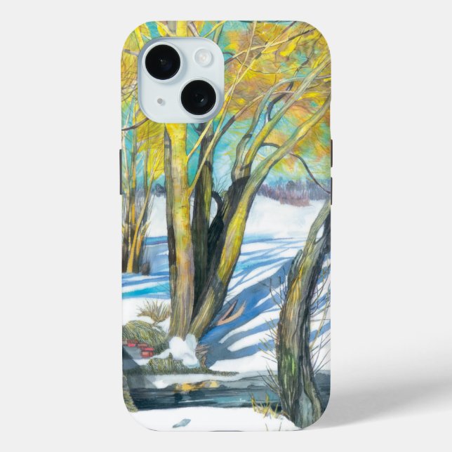 Coques Case-Mate iPhone pont en hiver Aquarelle (Verso)