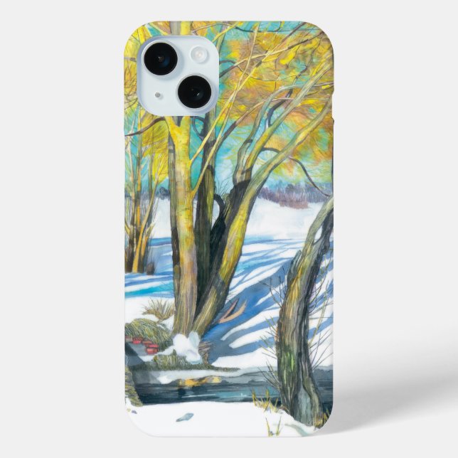 Coques Case-Mate iPhone pont en hiver Aquarelle (Verso)