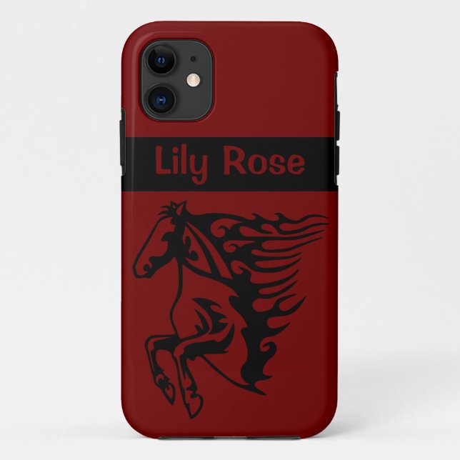 Coques Case-Mate iPhone Pony Horse Bronco Stallion Steed Ruby Red Line Art (Dos)