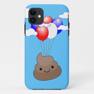 Case-Mate iPhone Case Poo Emoji Voler Avec Des Ballons Dans Le Ciel Bleu