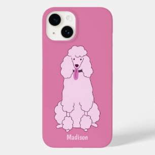 Coque Pour iPhone 14 Poodé rose de texte personnalisé