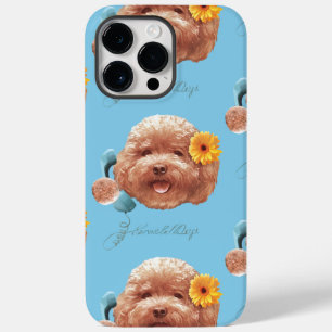Coque Pour Pour iPhone 14 Pro Max Poodle de jouet avec Fleur et Illustration télépho