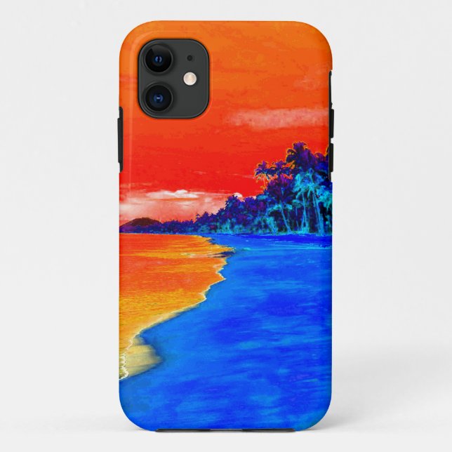Coques Case-Mate iPhone Pop Art Plage Exotique Palmiers (Dos)