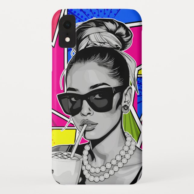 Coques Case-Mate iPhone Pop Art Retrô Mulher Fashion Preto e Branco  (Dos)