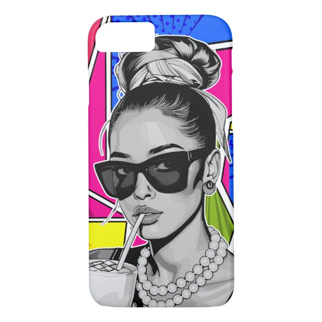 Coques Case-Mate iPhone Pop Art Retrô Mulher Fashion Preto e Branco  (Dos)
