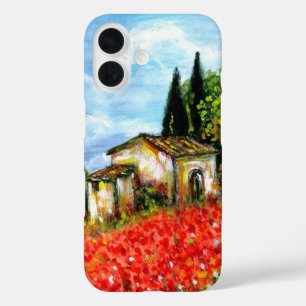 Coque Pour iPhone 16 POPIES EN TOSCANE / Paysage avec champs de fleurs