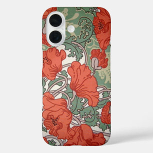 Coque Pour iPhone 16 Poppies Art Nouveau