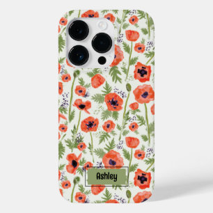 Coque Pour iPhone 14 Pro Poppies Orange Floral Pattern