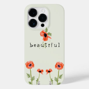 Coque Pour iPhone 14 Pro Poppies Orange Watercolor Floral With Name