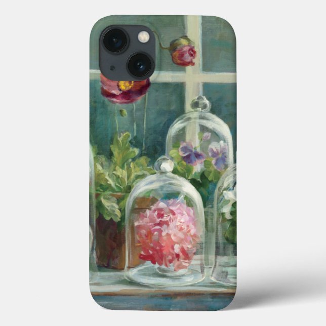 Coques Case-Mate iPhone Poppies violettes sur un rebord de fenêtre (Verso)