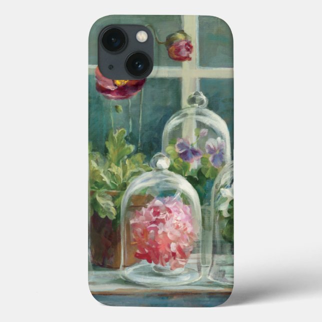 Coques Case-Mate iPhone Poppies violettes sur un rebord de fenêtre (Verso)