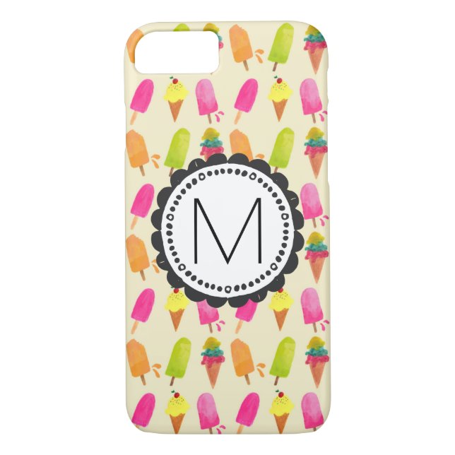 Coques Case-Mate iPhone Popsicles et crème glacée Monogramme personnalisé (Dos)