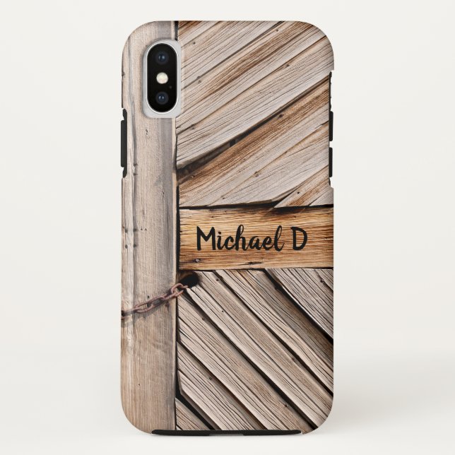 Coques Case-Mate iPhone Porte en bois rustique personnalisable avec verrou (Dos)