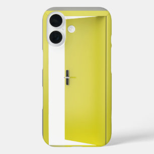 Coque Pour iPhone 16 Porte jaune ouverte avec serrure intelligente