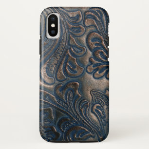 Coques Pour iPhone Porté Vintage Embossé en cuir Brown foncé