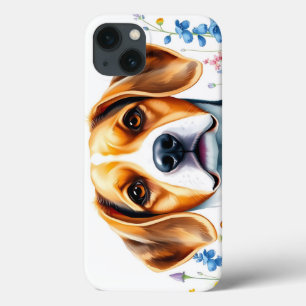 Case-Mate iPhone Case Portrait Beagle aquarelle avec Fleur sauvage dynam