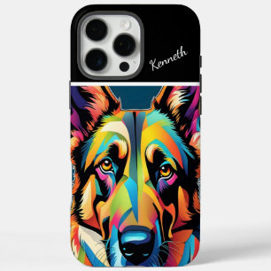 Coques iPhone 16 Pro Max Portrait berger allemand coloré