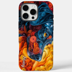 Coques iPhone 16 Pro Max Portrait coloré Doberman Pincher