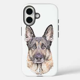 Coque Pour iPhone 16 Portrait de berger allemand noir et tan