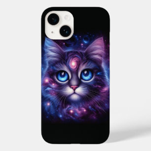 Coque Pour iPhone 14 Portrait de Chat Majestueux de la Galaxie Cosmique