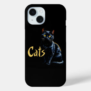 Coque Pour iPhone 15 Portrait de chat noir