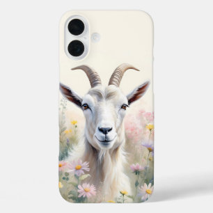 Coques iPhone 16 Plus Portrait de chèvre de champ pastel doux