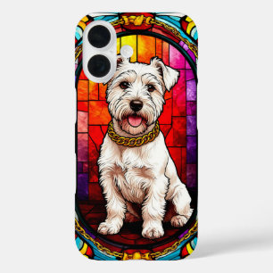 Coque Pour iPhone 16 Portrait de chien blanc dans une œuvre d'art en ve