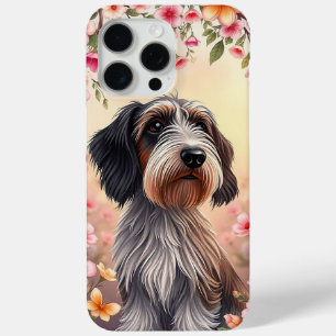 Coque iPhone 15 Pro Max Portrait de chien floral Esthétique moderne pour a