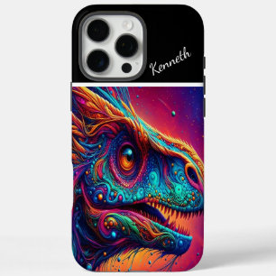 Coques iPhone 16 Pro Max Portrait de Dinosaure cosmique Raptor