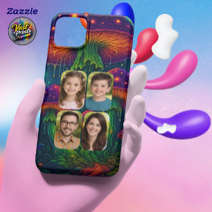Coque Pour iPhone 16 Portrait de famille en collage de champignons psyc