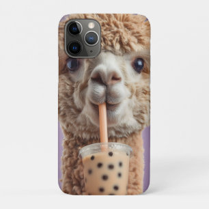 Case-Mate iPhone Case Portrait de lama fluffy buvant du thé aux bulles d
