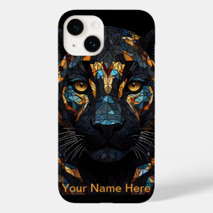 Coque Pour iPhone 14 Portrait de léopard en mosaïque vitrail 