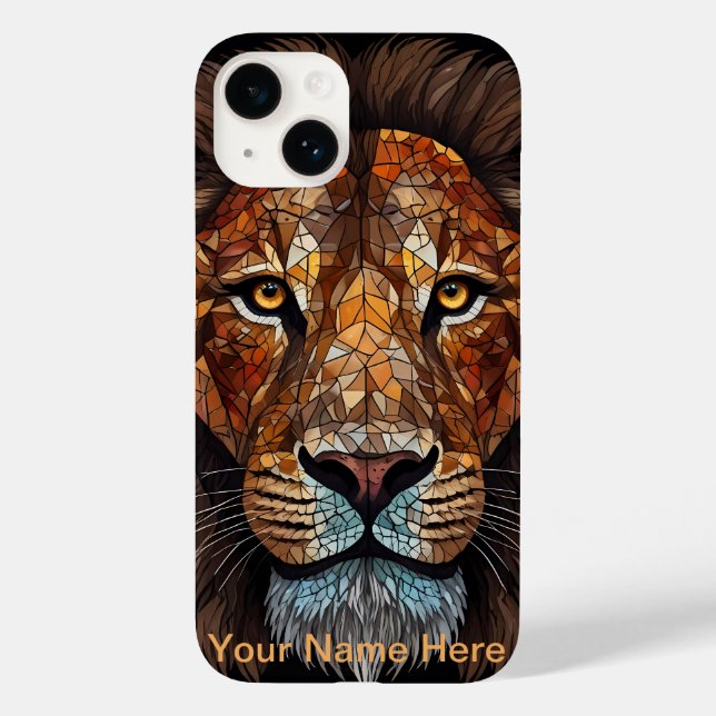 Coques Case-Mate iPhone Portrait de lion en vitrail mosaïque  (Verso)