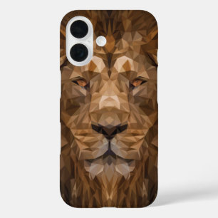 Coque Pour iPhone 16 Portrait de lion géométrique