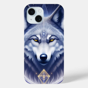 Coque Pour iPhone 15 Portrait de Loup Mystique Art