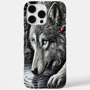 Coques iPhone 16 Pro Max Portrait de Loup Sérénité au Clair de Lune
