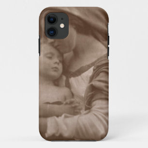 Coques Pour iPhone Portrait de mère et d'enfant (photo de sépia)