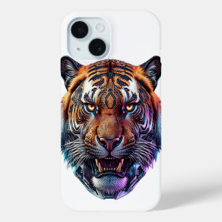 Coque Pour iPhone 15 Portrait de Tigre Bio-Mécanique Cybernétique