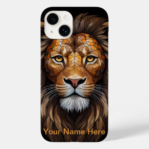 Coque Pour iPhone 14 Portrait en verre de Lion de mosaïque