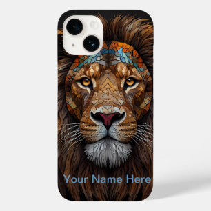 Coque Pour iPhone 14 Portrait en verre de Lion de mosaïque