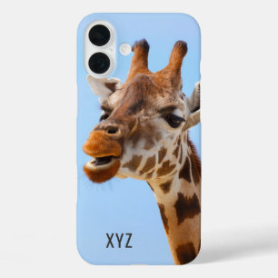Coques iPhone 16 Plus Portrait Giraffe étagères monogramme personnalisée