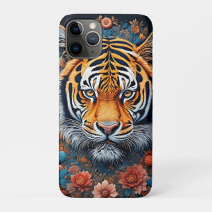 Case-Mate iPhone Case Portrait majestueux de tigre entouré de fleurs